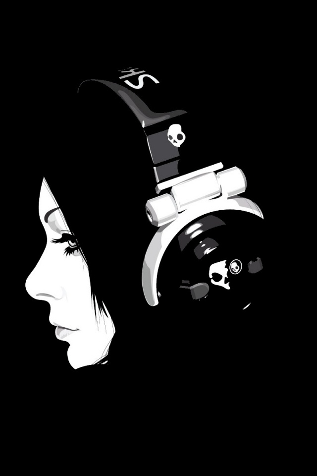 Headphones Girl Black