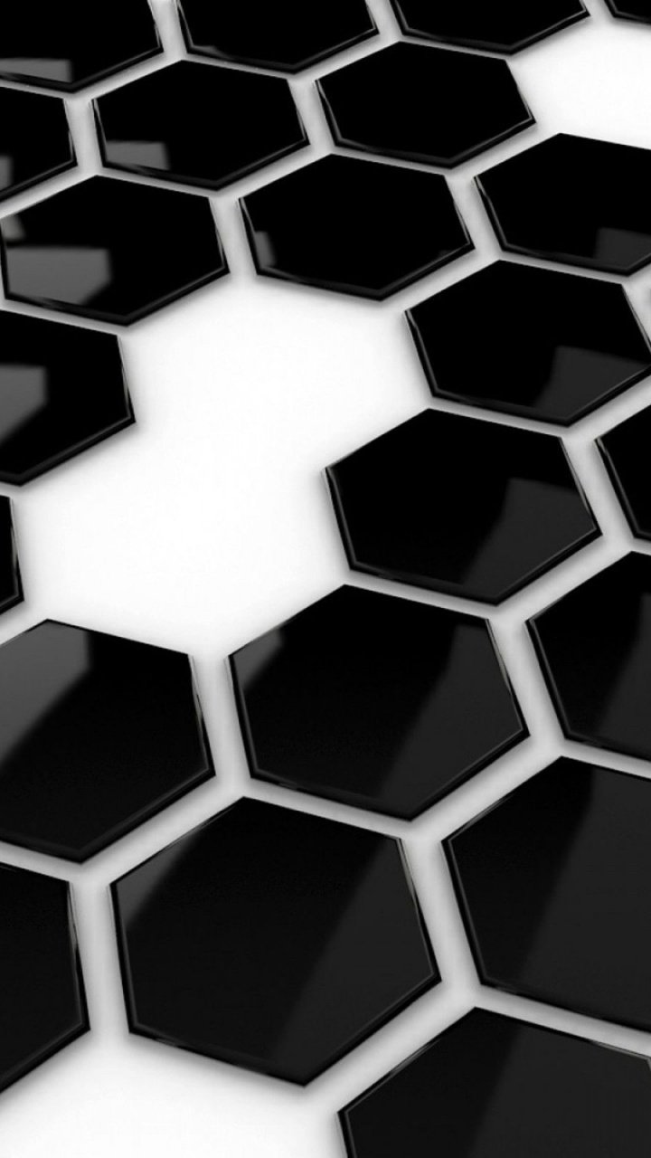 Hexagons Black White