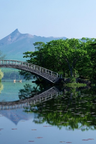 Hokkaido Japan Park Bridge Lake Scenary Nature