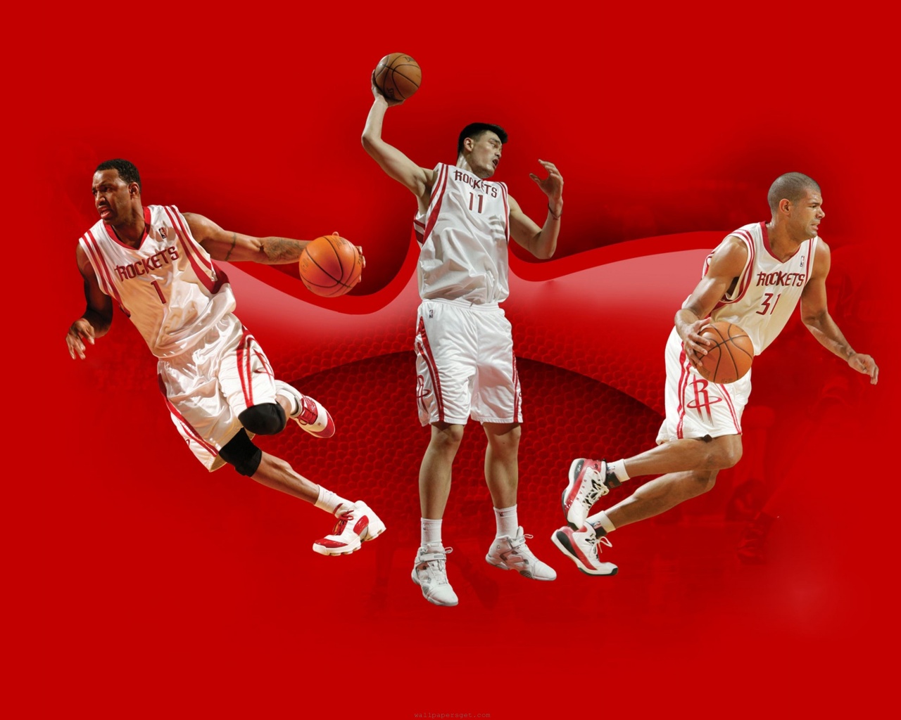 Houston Rockets Nba American Basketball Yao Ming Luis Scola Tracy Mcgrady