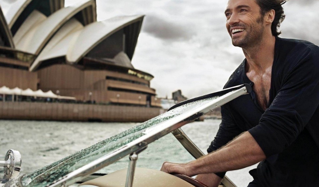 Hugh Jackman On A Boat In Sydney