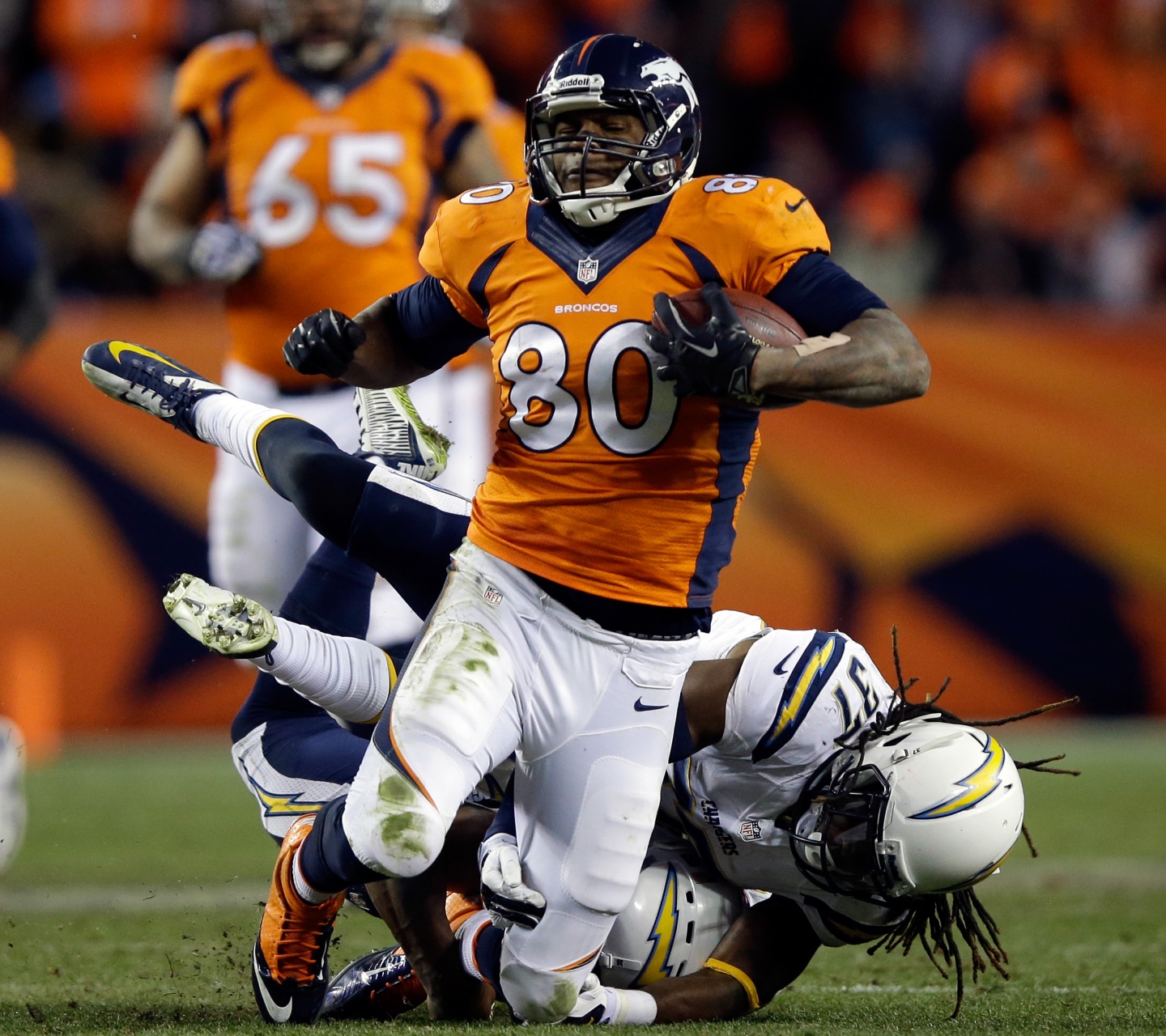 Julius Thomas Is Tackled By Addae