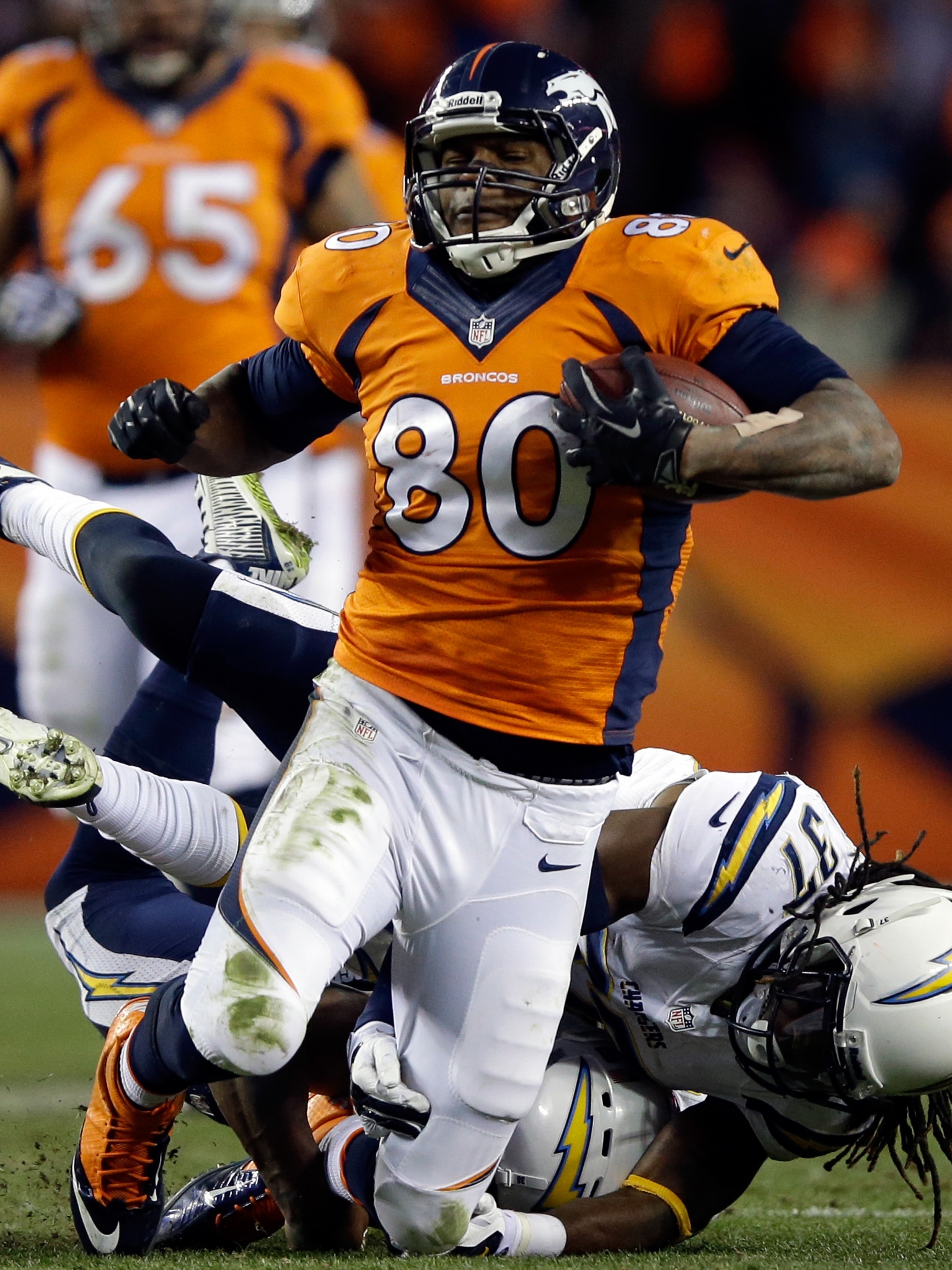 Julius Thomas Is Tackled By Addae