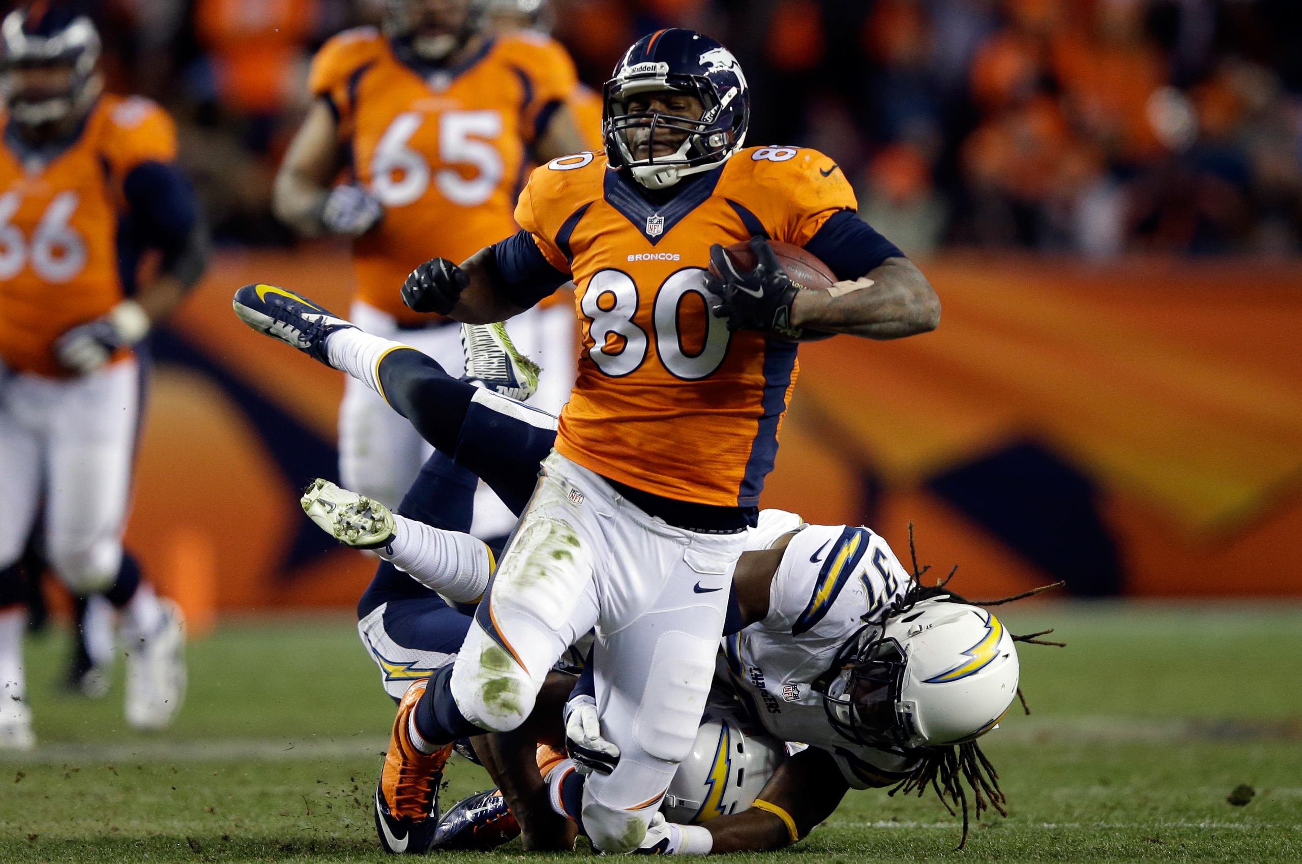 Julius Thomas Is Tackled By Addae