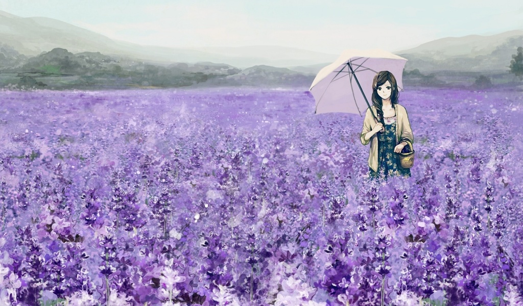 Lavender And Girl Anime
