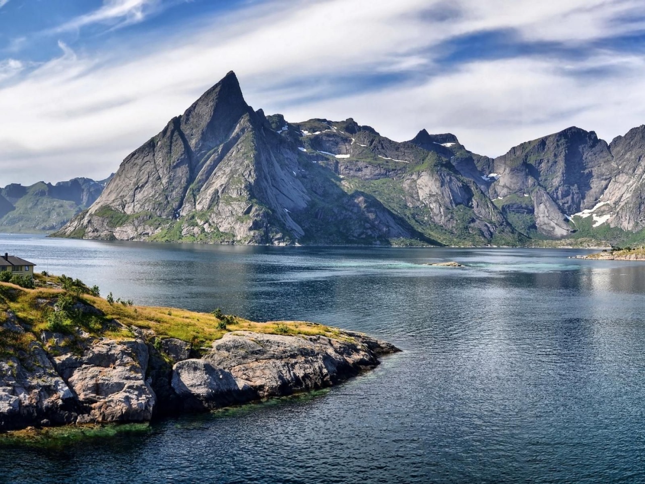 Lofoten Fishing Village Nordland County Norway Europe Mountains Geography Nature