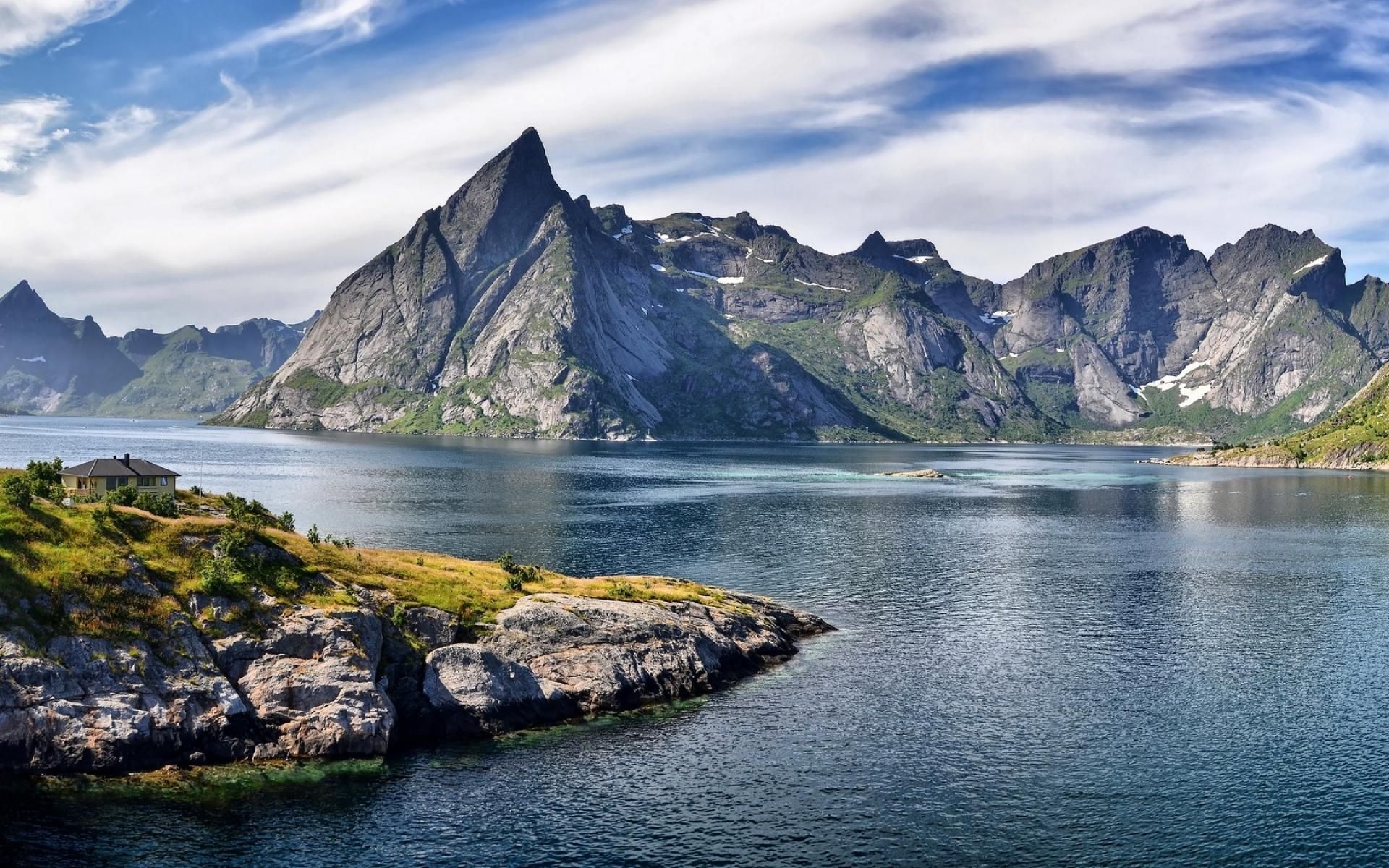 Lofoten Fishing Village Nordland County Norway Europe Mountains Geography Nature