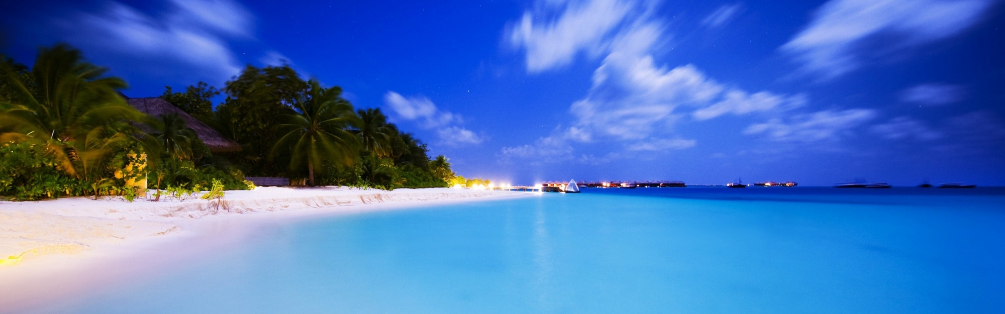 Maldives Night Island Beach Ocean Holiday Landscape