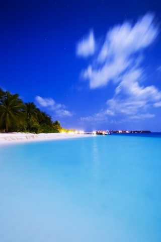 Maldives Night Island Beach Ocean Holiday Landscape