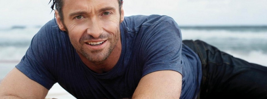 Men Male Celebrity Hugh Jackman On The Beach