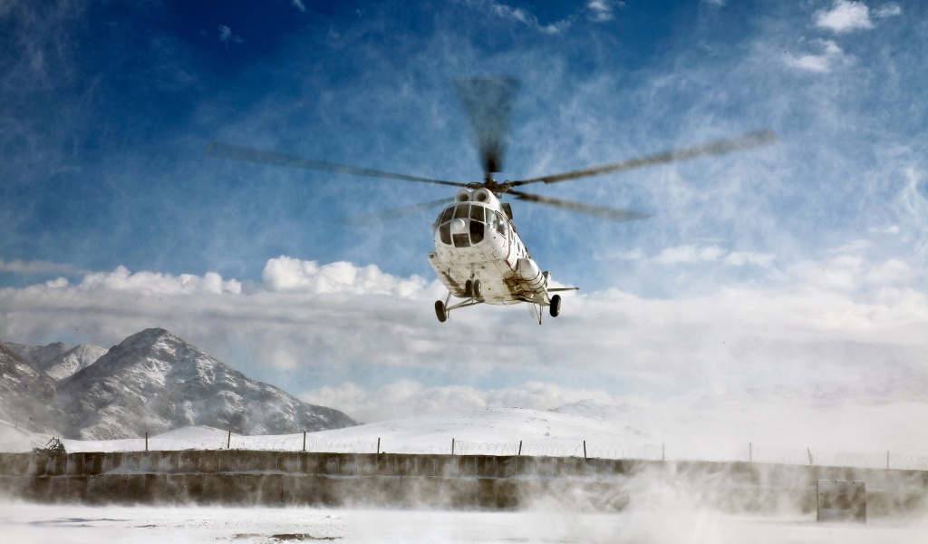 Mi 8 Helicopter Over The Snow