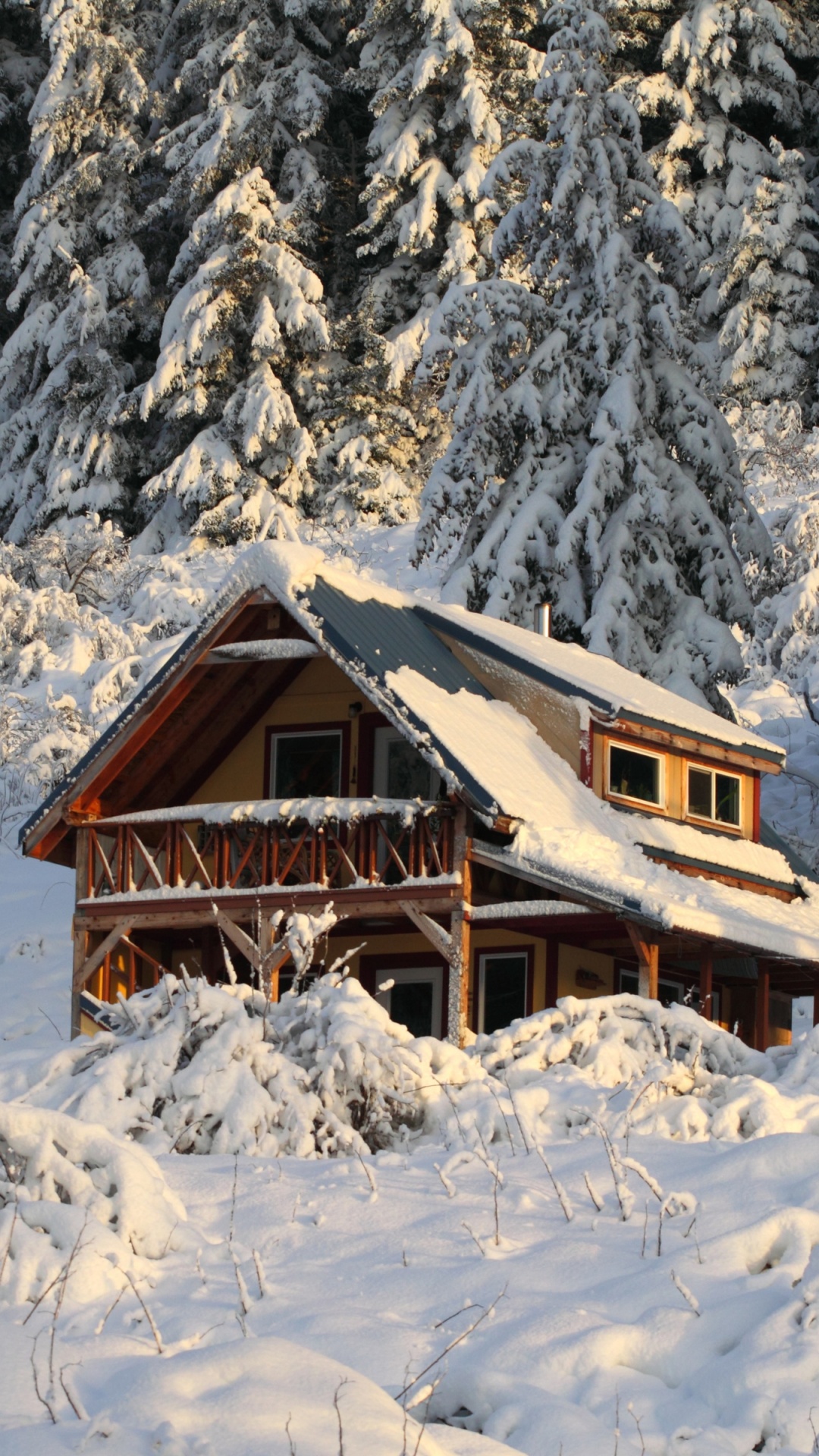 Mountain House Covered With Snow