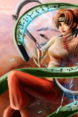 Naruto Tenten Girl Lightning Magic Spell Art