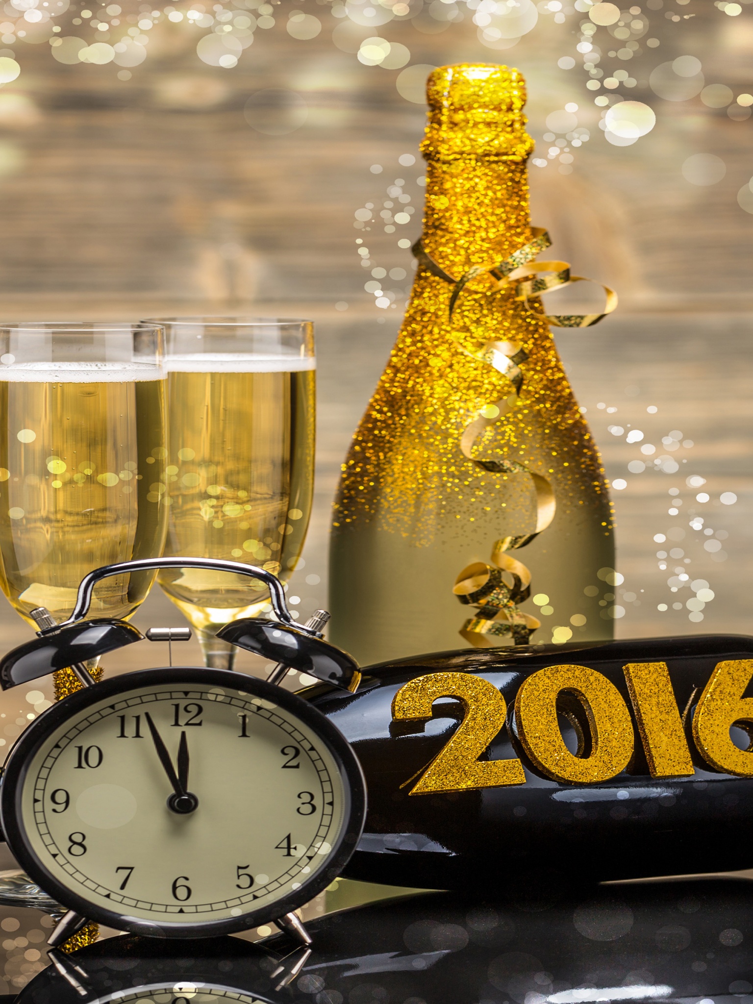 New Year 2016 Champagne Clock Bottle