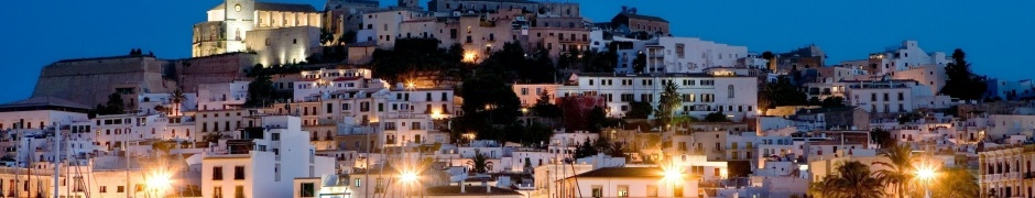Night Houses Lights Sea Yacht Ibiza Spain