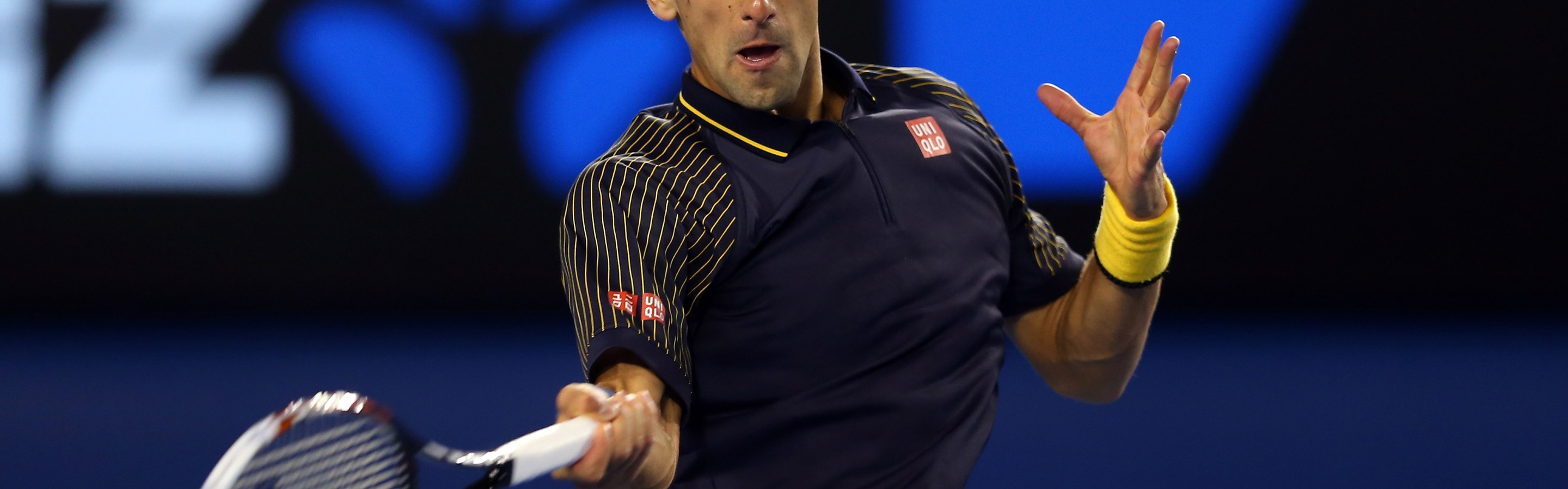 Novak Djokovic Hits The Tennis Ball