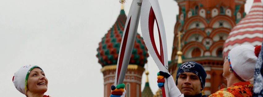 Olympic Flame On Red Square - Sochi