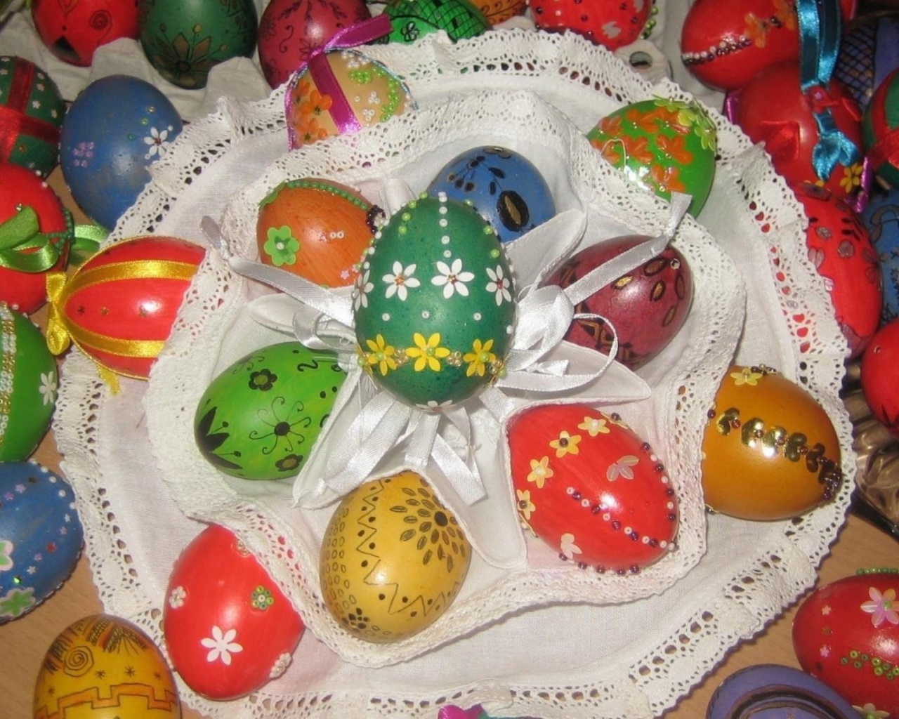 Pascha Eggs Dyed Napkins Table Holiday