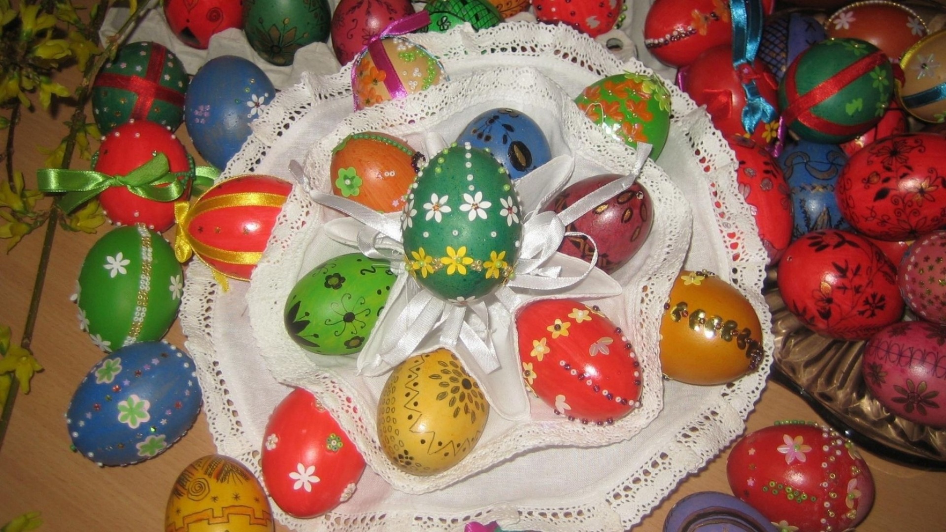 Pascha Eggs Dyed Napkins Table Holiday