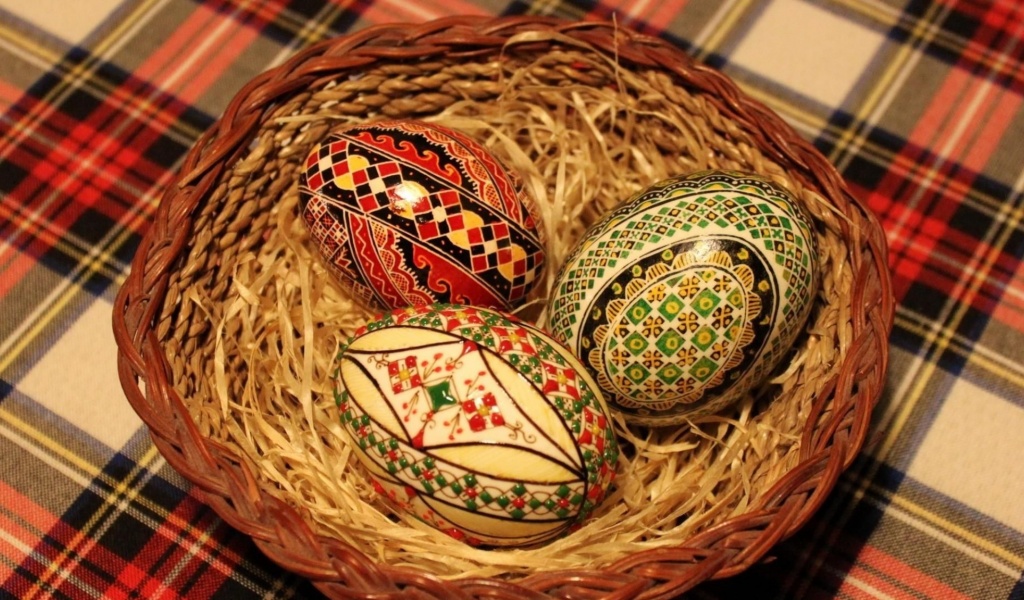 Pascha Feast Eggs Three Patterns Basket Tablecloth