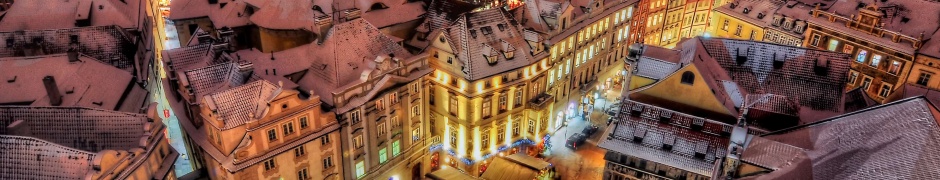 Prague By Night Covered With Snow