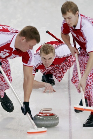 Russian Curling Team In Sochi 2014