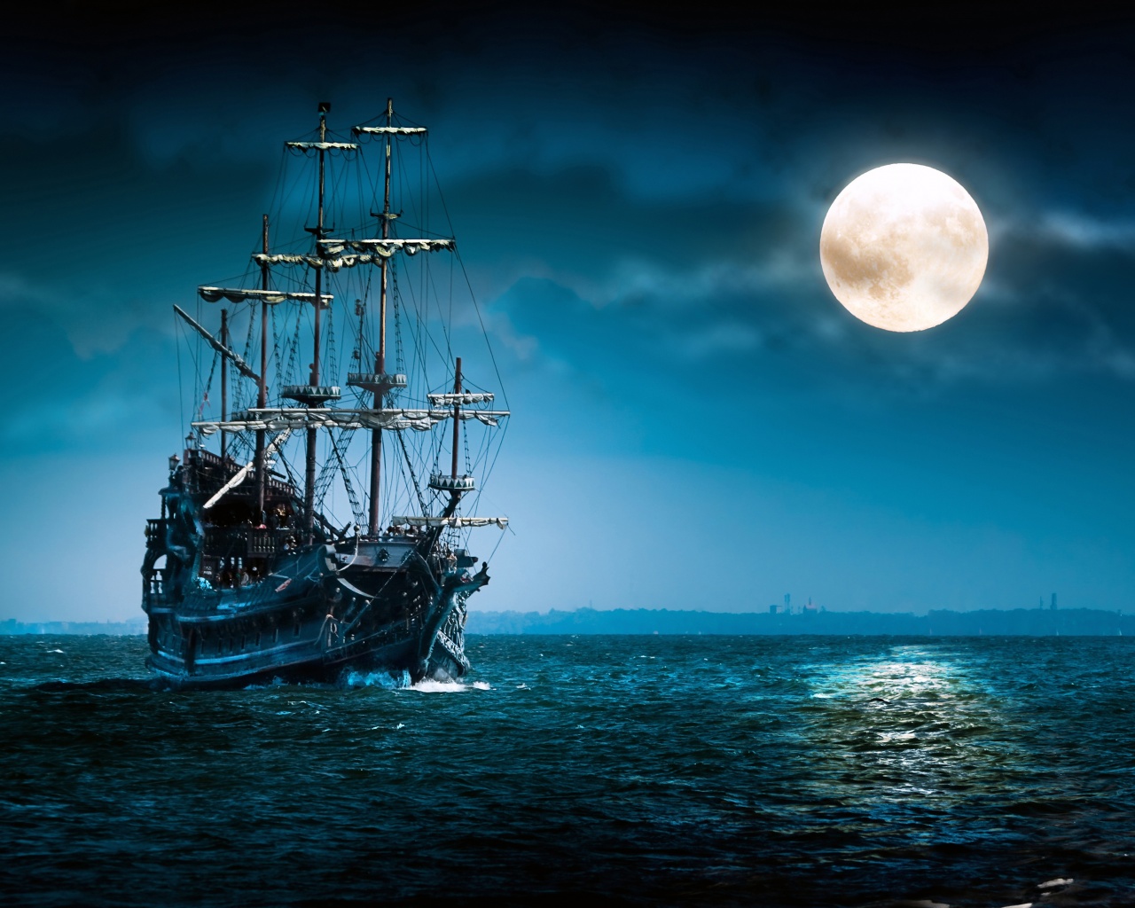 Sailboat Full Moon - Flying Dutchman
