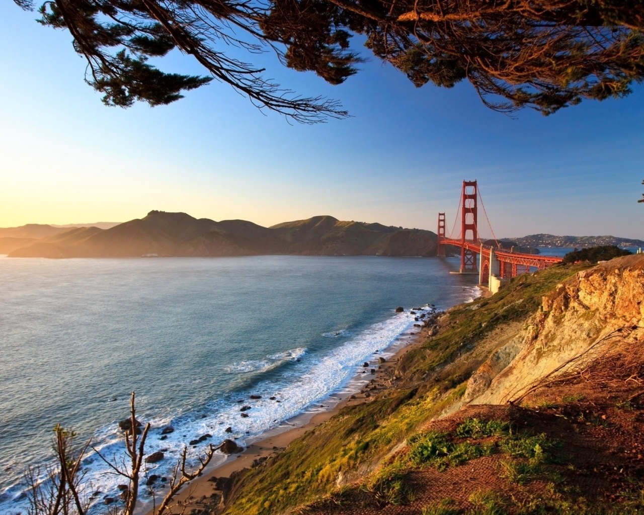 San Francisco Type City Road Golden Gate Bridge Landscape