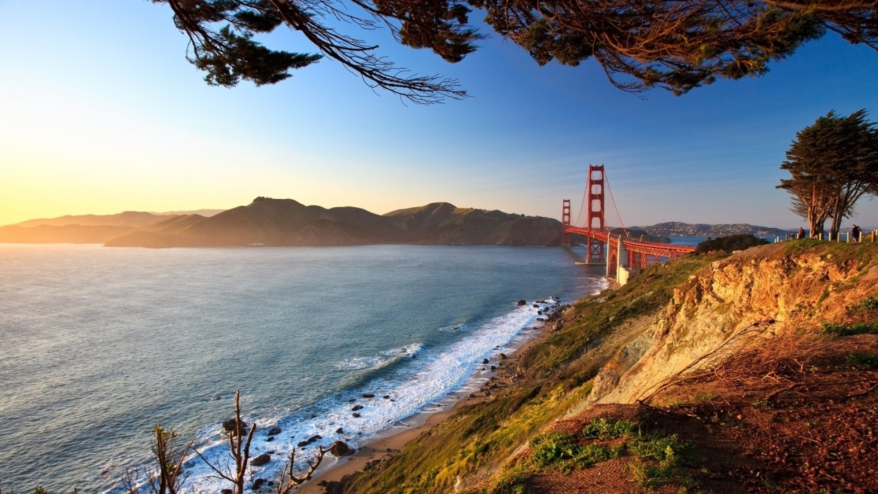 San Francisco Type City Road Golden Gate Bridge Landscape