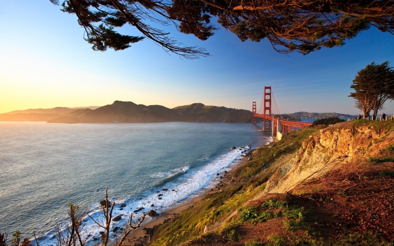 San Francisco Type City Road Golden Gate Bridge Landscape