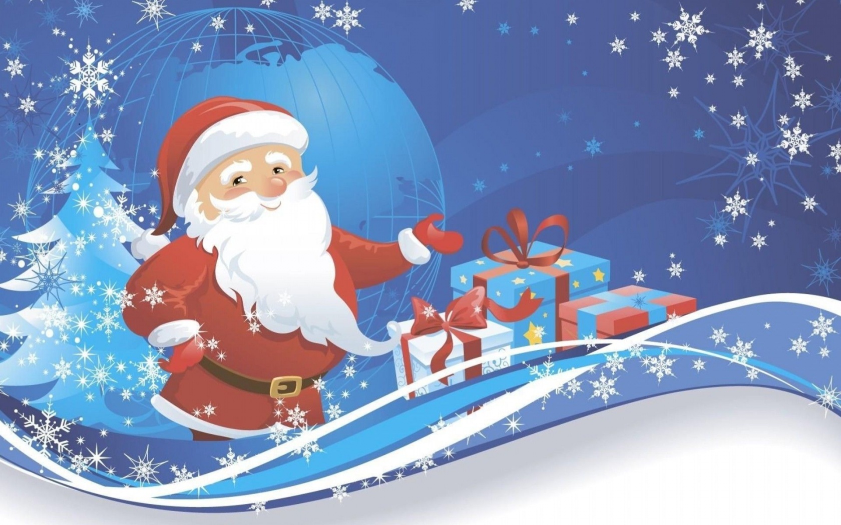 Santa Claus Presents Planet Snowflakes