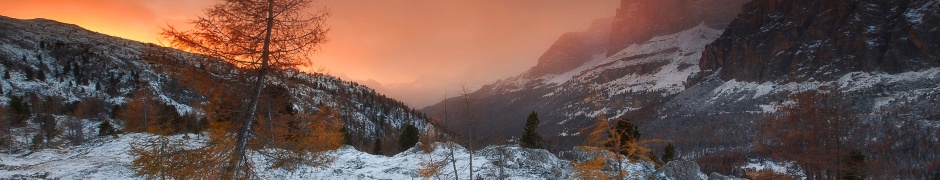 Scenery Mountain Snow Orange Sky
