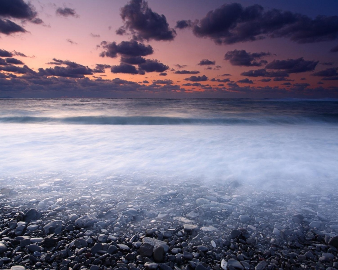 Seashore Rocks Sunset Natural Landscapes