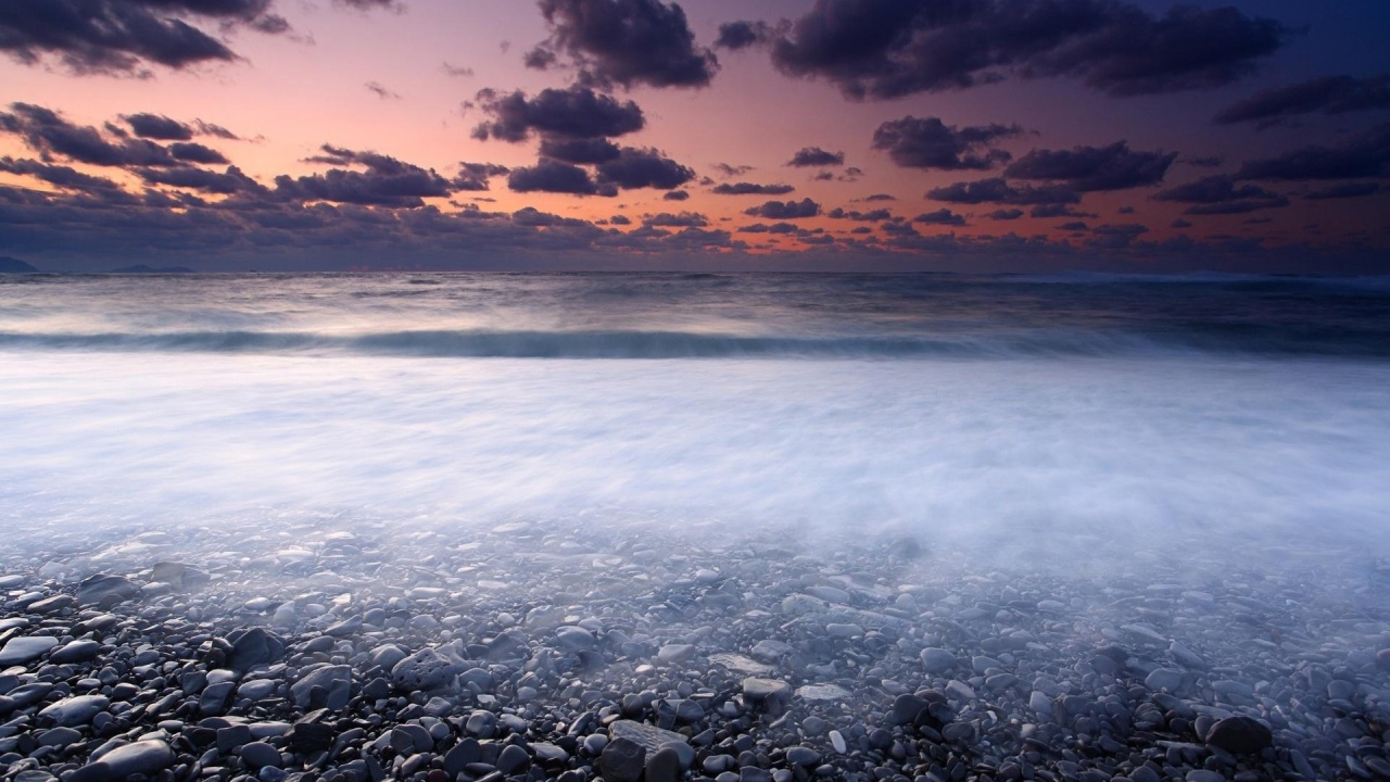 Seashore Rocks Sunset Natural Landscapes