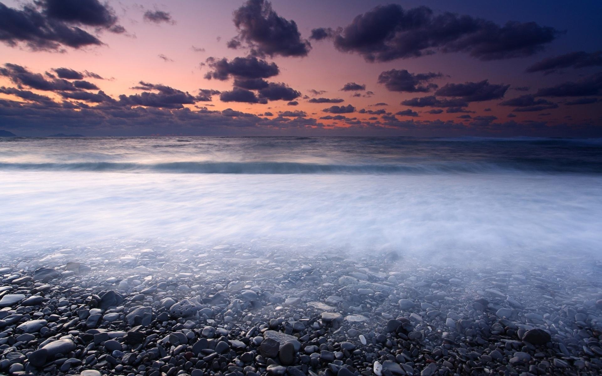 Seashore Rocks Sunset Natural Landscapes