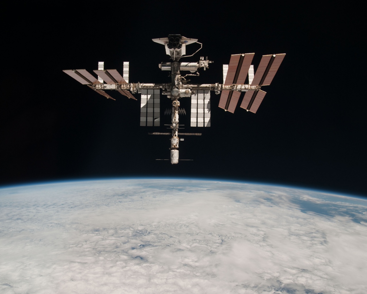 Shuttle Docked With Space Station