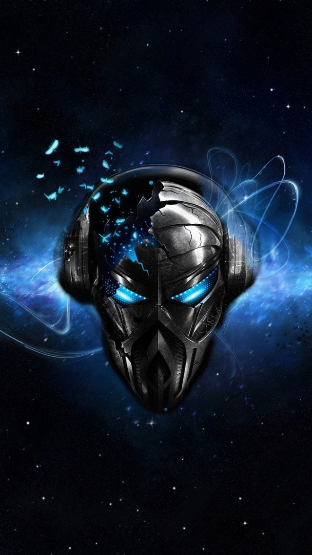 Space Robot Mask Headphones Stars