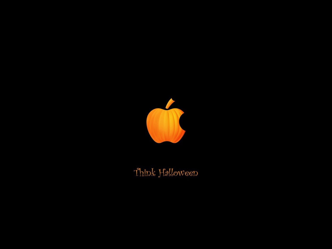 Think Halloween Apple Pumpkin Funny Black Holiday Computer
