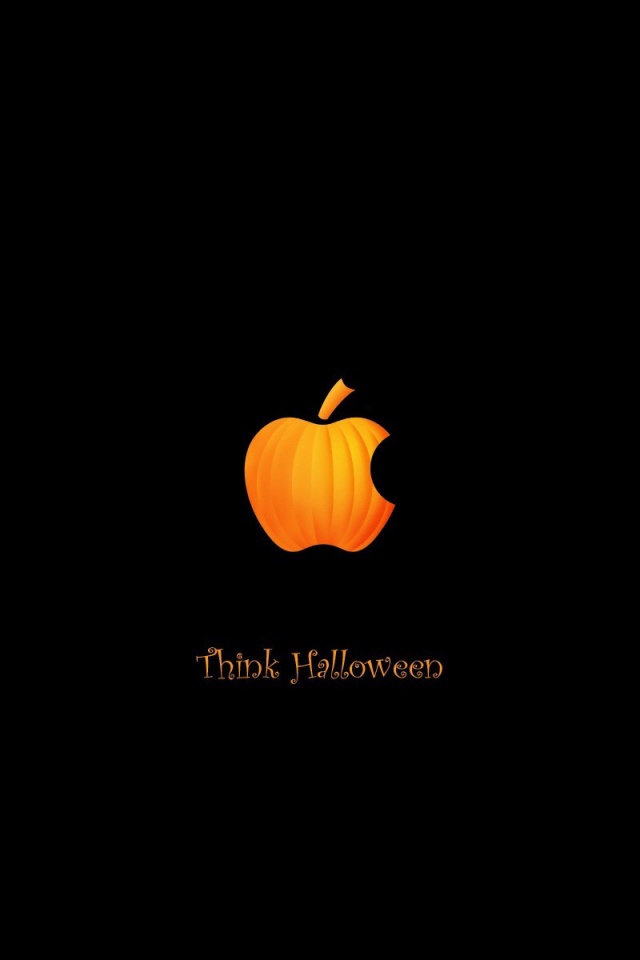 Think Halloween Apple Pumpkin Funny Black Holiday Computer