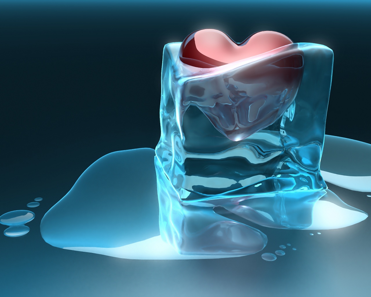 Time Heals All Wounds 3D Cube Frozen Heart Ice Love Melting Red Heart Water