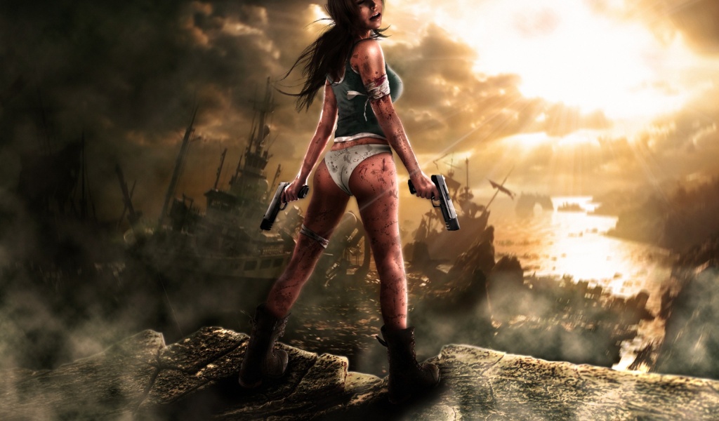 Tomb Raider Lara Croft Girl Gun