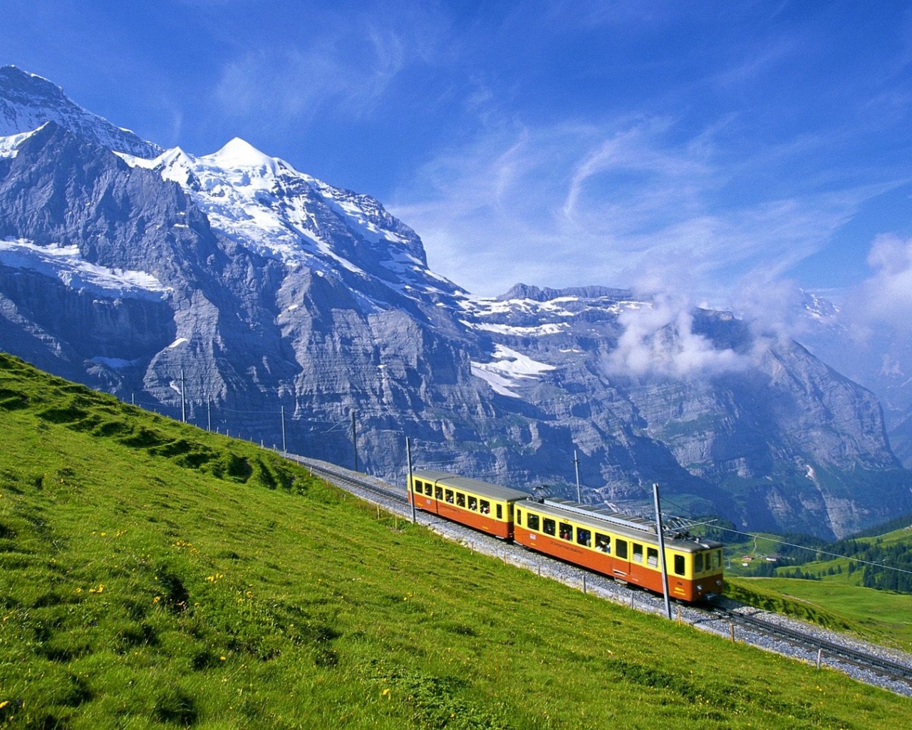 Train Alps Beautiful Nature Landscapes