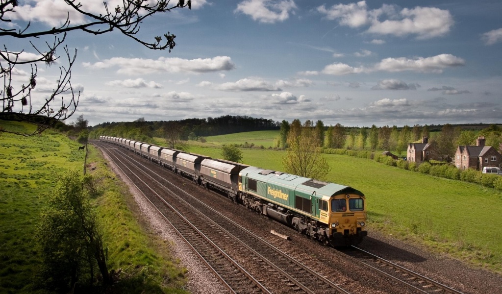 Train Tracks House Grass Forest Natural Landscapes