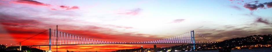 Turkey Sea Bridge Night Lights City Landscape