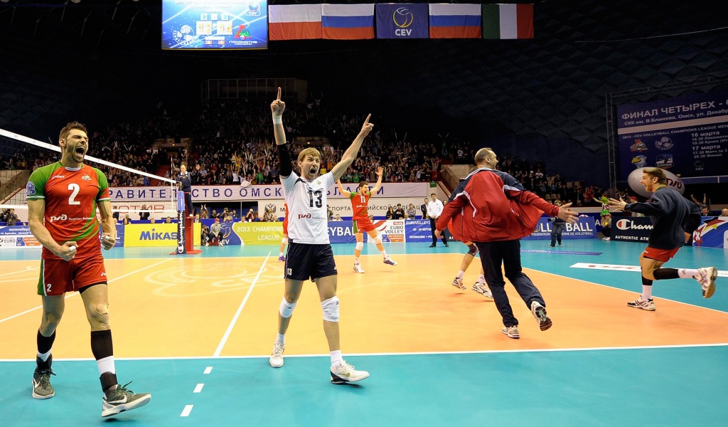 Volleyball Players Celebrate Victory