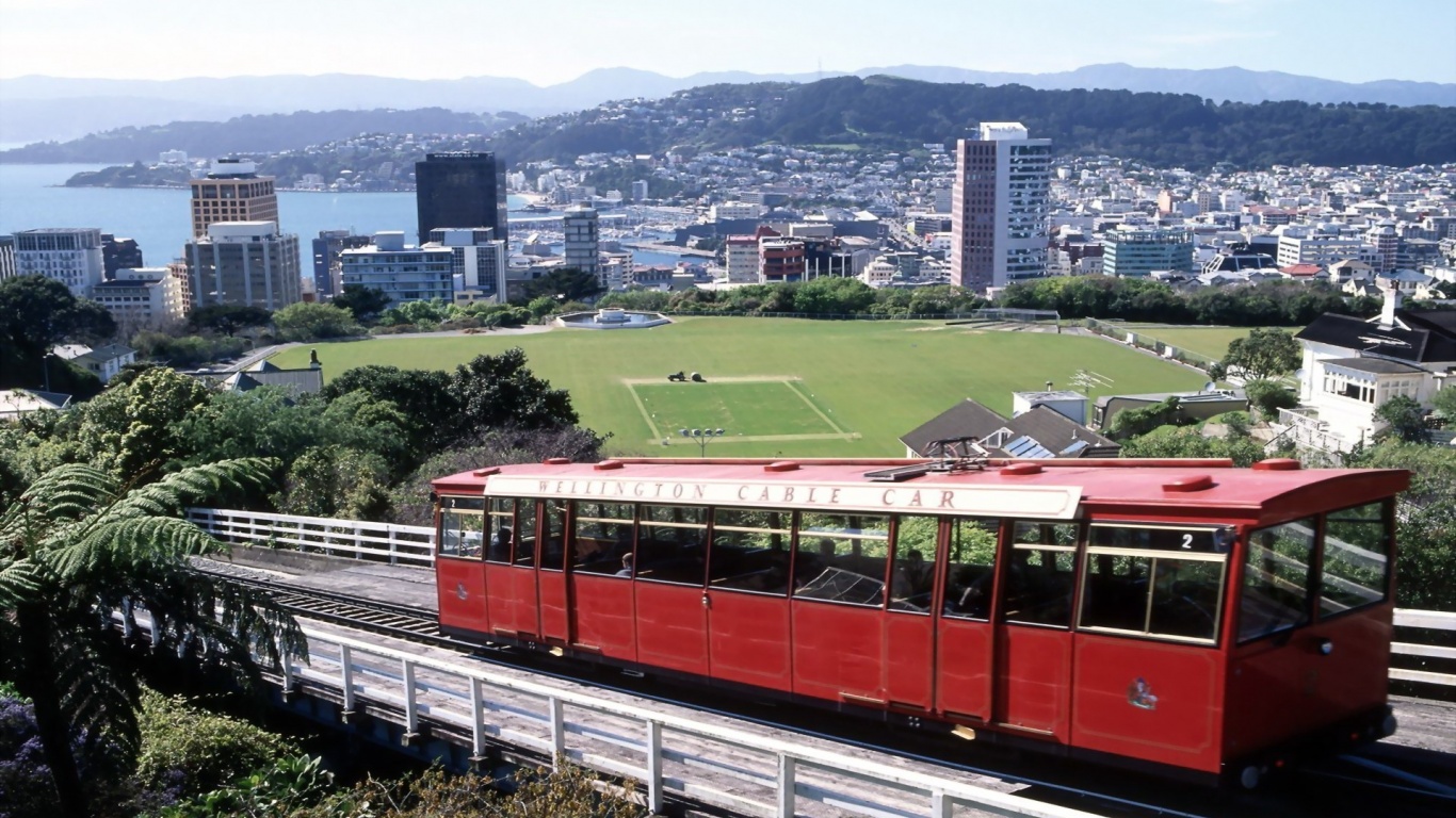 Wellington New Zealand Funicular Car Cityscape