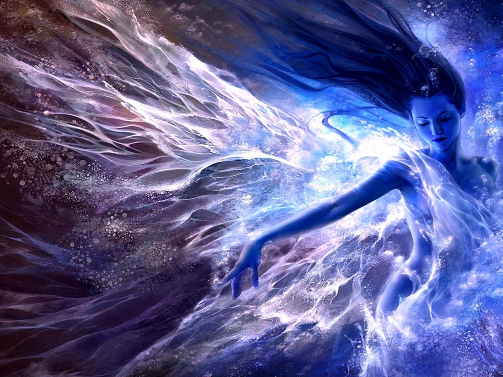 Women Water Blue Fantasy Art Artwork Effects