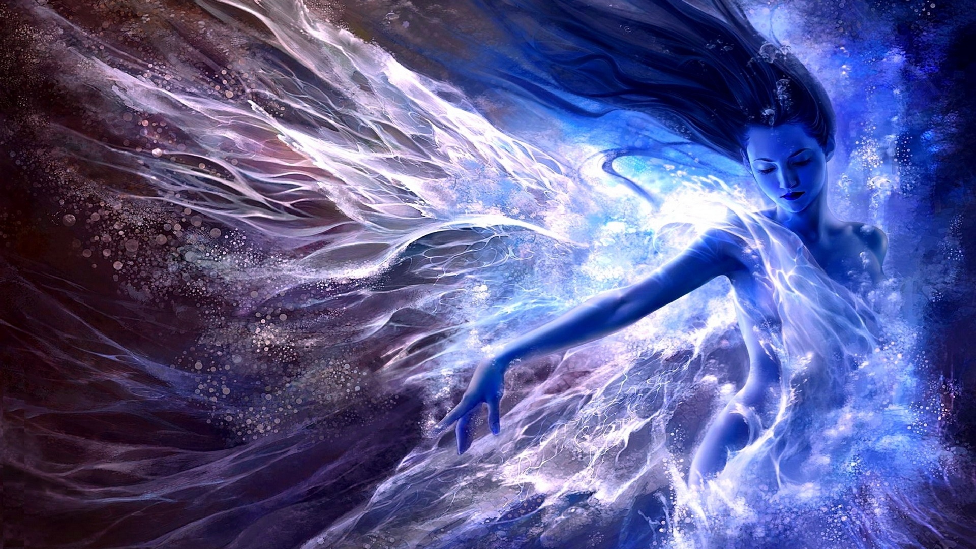 Women Water Blue Fantasy Art Artwork Effects